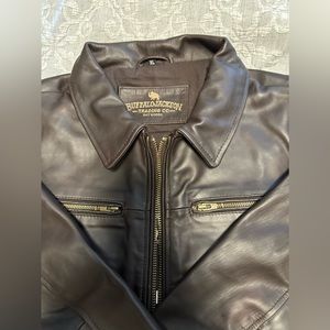 Buffalo Jackson Trading company heritage leather bomber jacket, gusseted back XL